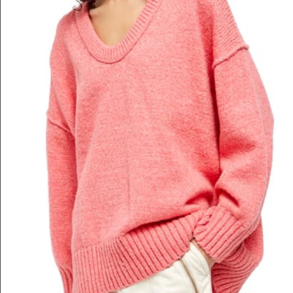 NWT Free People Brookside Pink Lightening Knit Tunic Sweater Medium M $128